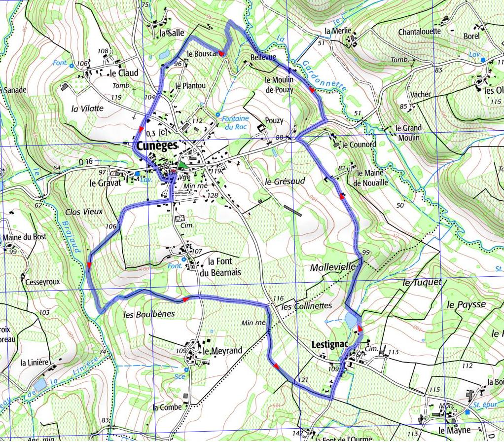 Cunèges plan randonnee D +161 m