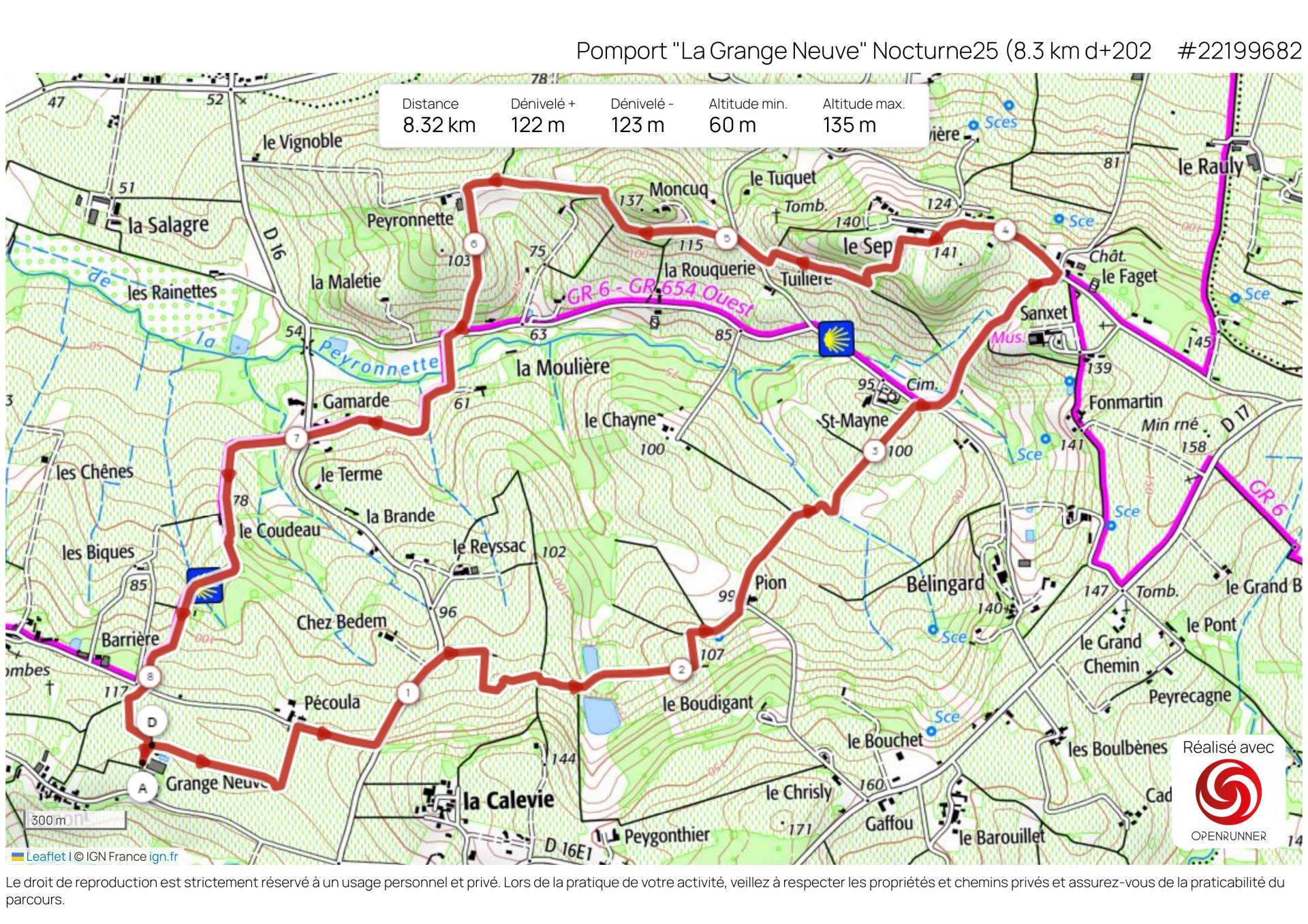Pomport la grange neuve nocturne 25 8 3 km d 202 m